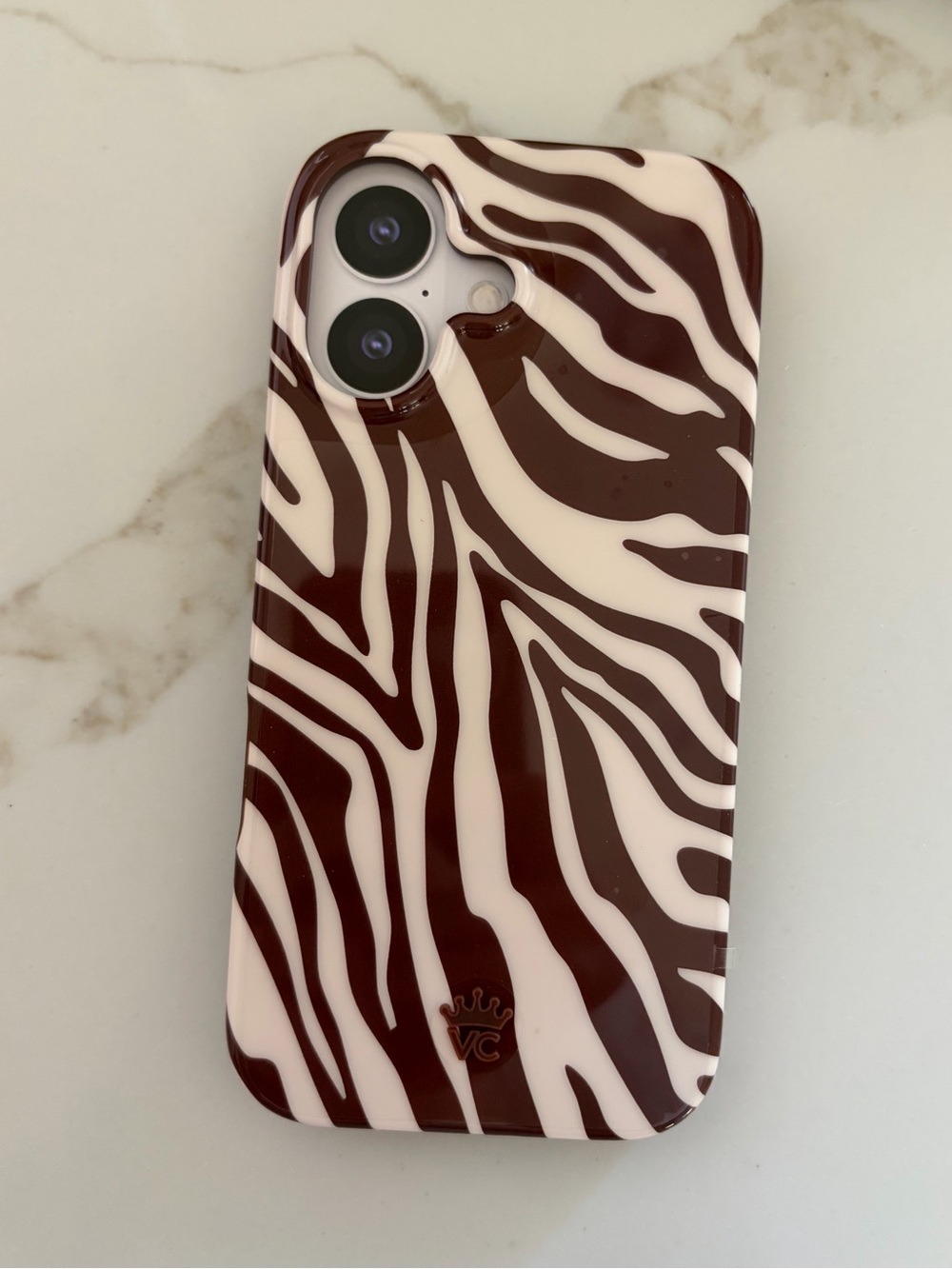 Velvet Caviar brown zebra iphone 17 case